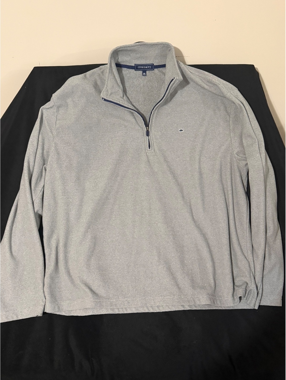 Crown & Ivy Men's XXL Light Gray 1/4 Zip Pullover Sweatshirt